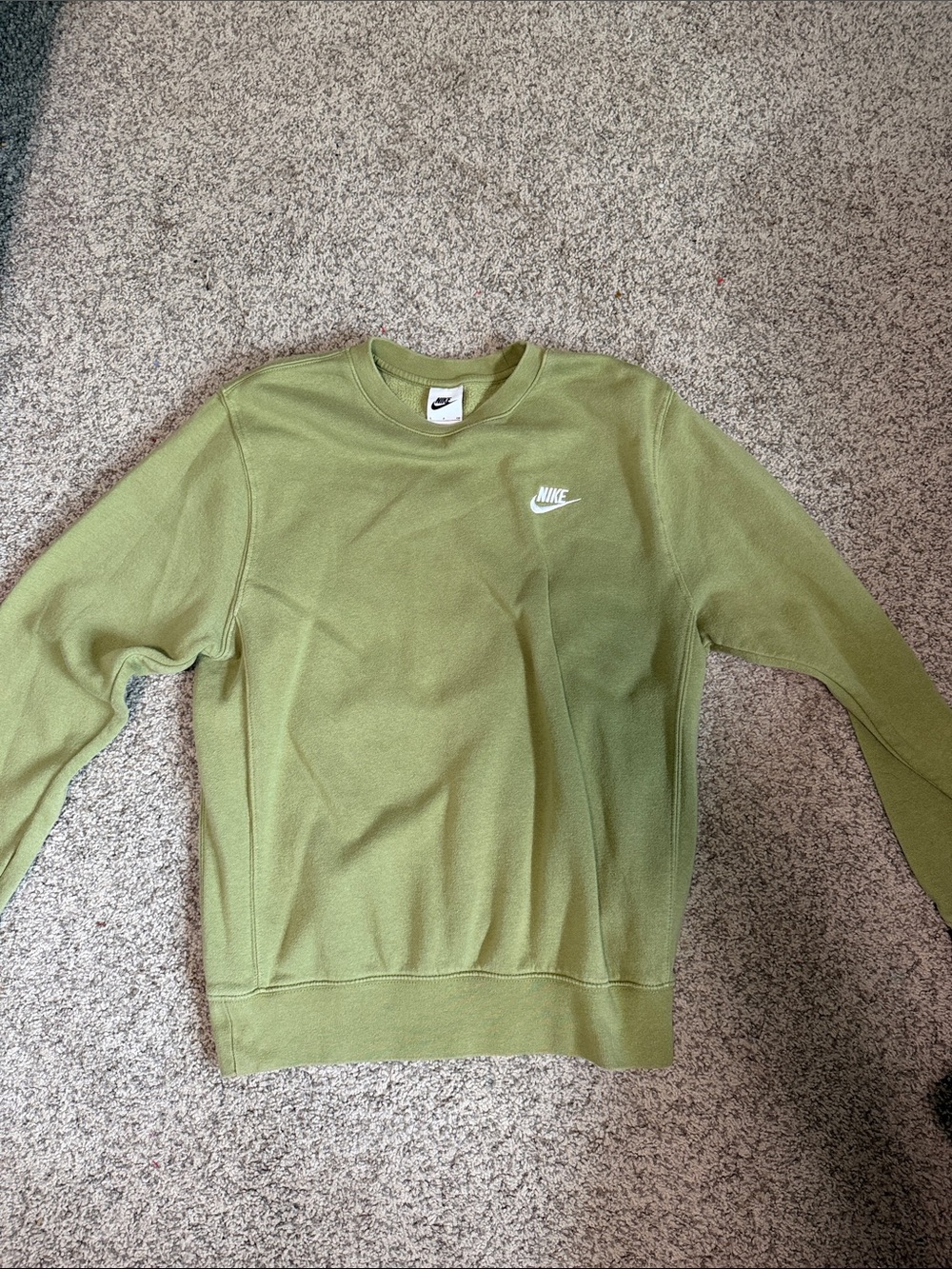 Nike Olive Crewneck Sweatshirt with White Swoosh